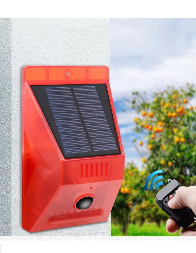 Solar Siren Alarm wireless remote control charged by solar and DC Power for home security alarm system