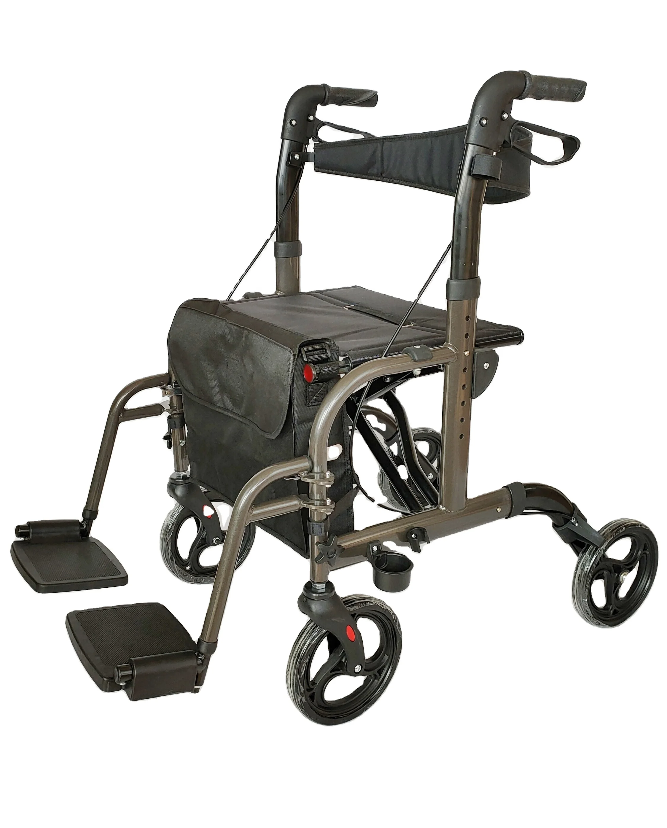 
Two in one wheelchair with flip backrest and detachable footrest for seniors 