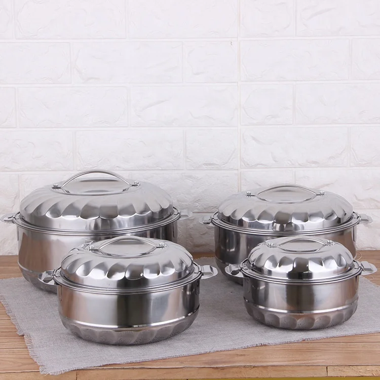 Hot sale  Stainless Steel cookware sets Insulated Casserole Africa Hot Pot 3pcs set / 4pcs set fresh pot  for Food Serving