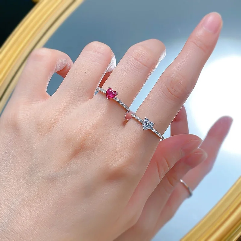 Lover Jewelry Blood Ruby Zircon Trendy Style Women 925 Silver Ring Wholesale Cheap Price Promotion Gifts Fashion Ring