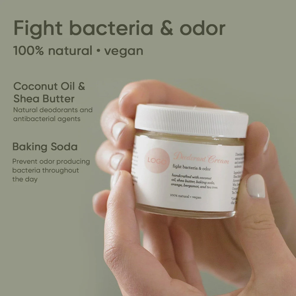 Natural Organic All Body Coconut Lasting Odor Control Aluminum Free Underarm Antiperspirant Invisible Body Deodorant Cream