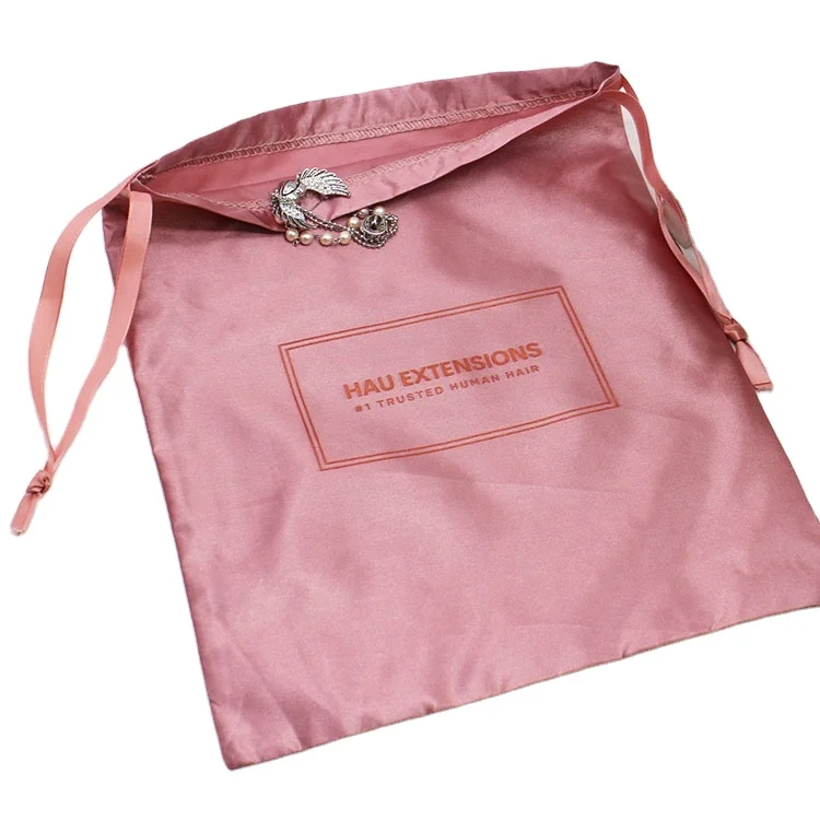 Персонализированная черная Розовая атласная Подарочная пыль, парик, сумка для ювелирных изделий с логотипом