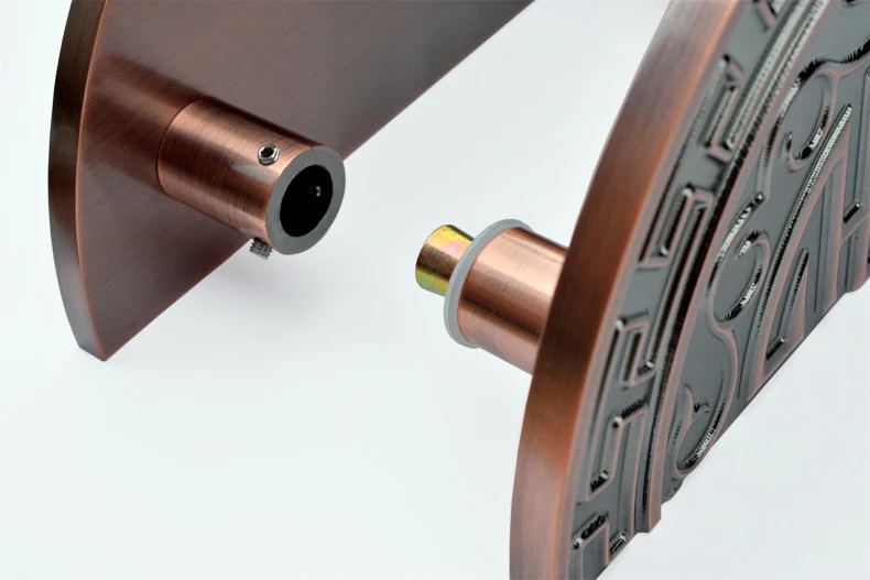 Antique bronze engraved Chinese glass door wooden door handle solid aluminium plate custom pair of semi-circular pull handle