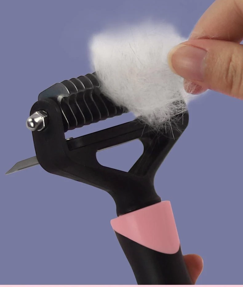 OEM Cepillo de aseo para mascotas  pet Grooming Brush 2 in 1 Knot open Comb Pet Hair Dematting Deshedding Rake Comb