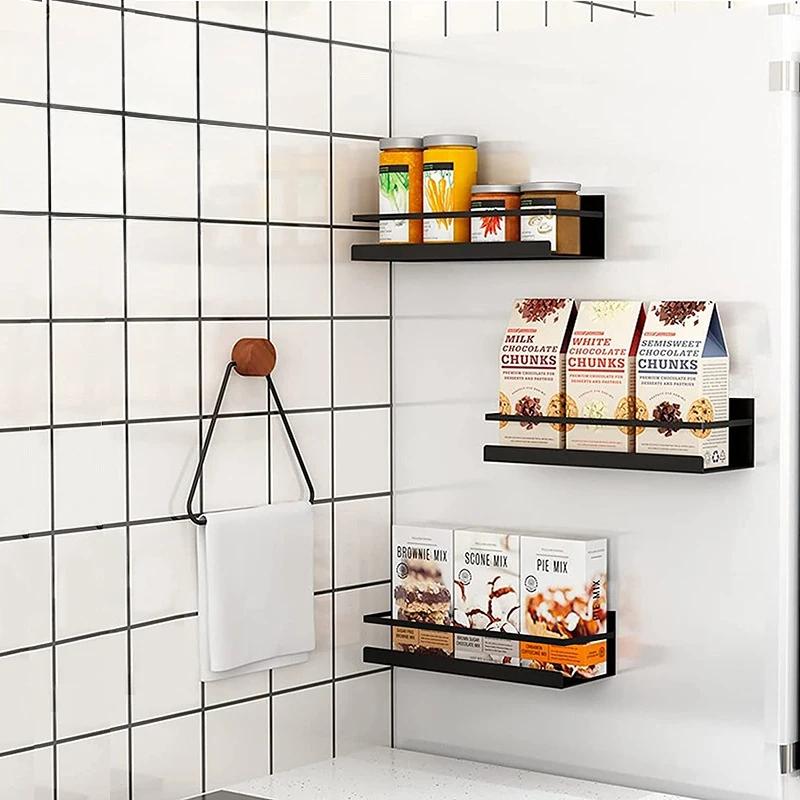 Custom Single Tier Kitchen Refrigerator Side Metal Spice Holder Hanging Magnetic Fridge Rack