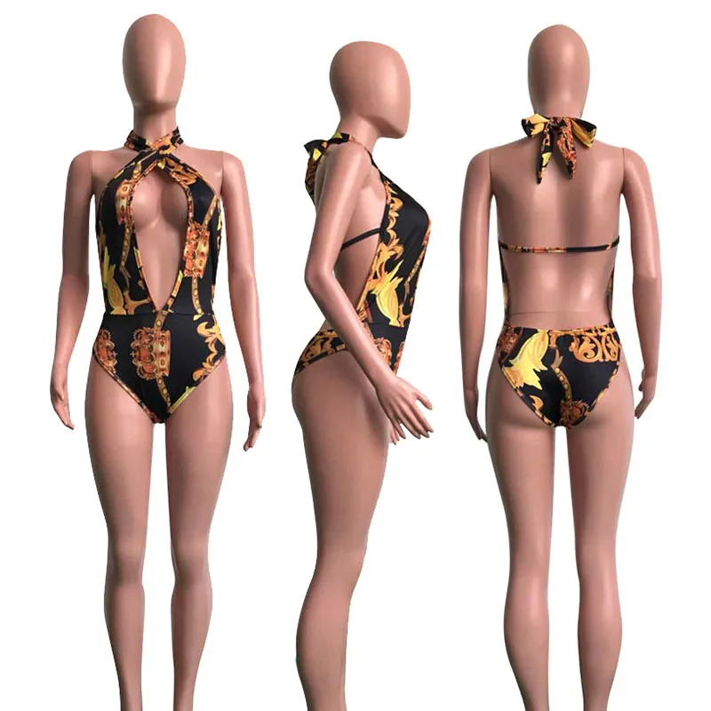 Sexy Bodysuits two pieces set women print long sleeve X-long cloak and deep o-neck bodysuit 2pcs beach tracksuit outfit