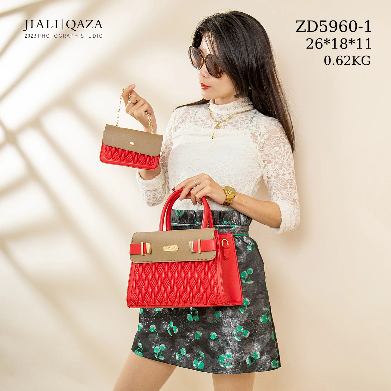 QAZA Hot Selling Luxury Top Quality 2in1 Women Purses and Handbags 2023 New Fashion Design PU Leather Ladies Shoulder Tote Bags