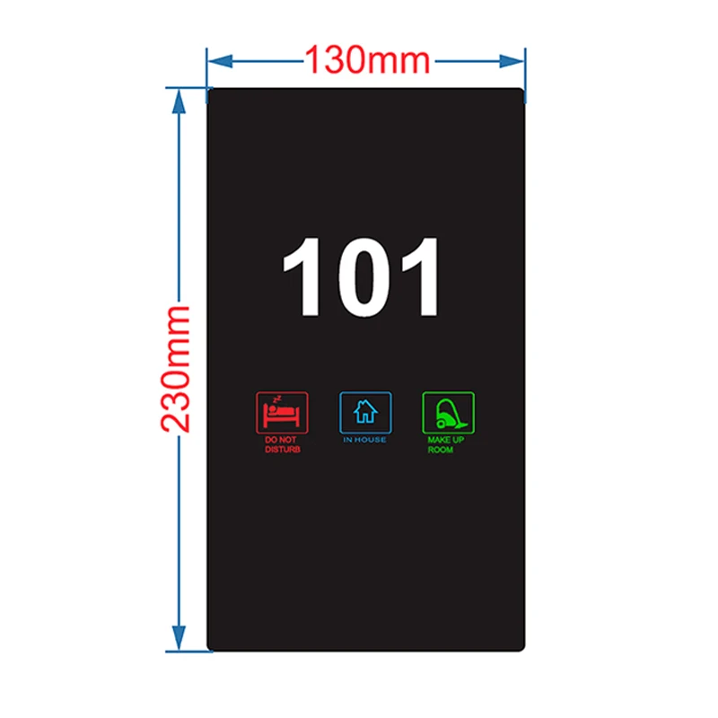 Touch Tempered Backlight Glass Custom Hotel Doorplate Doorbell and big number plate