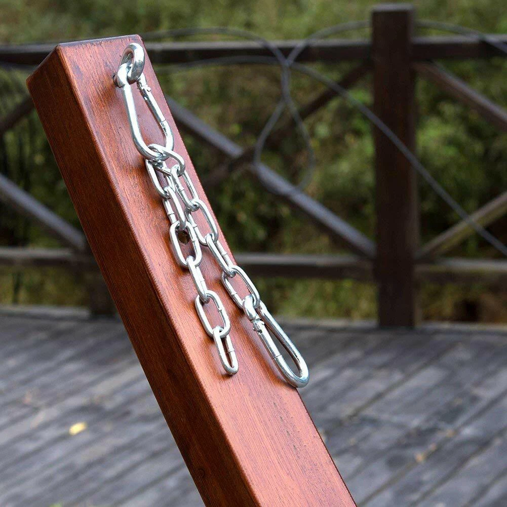 Danlong 14 Foot Durable Wooden Hardwood Arc Frame Hammock Stand with Hooks and Chains