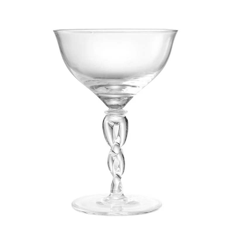Clear custom twist stem martini cocktail glasses