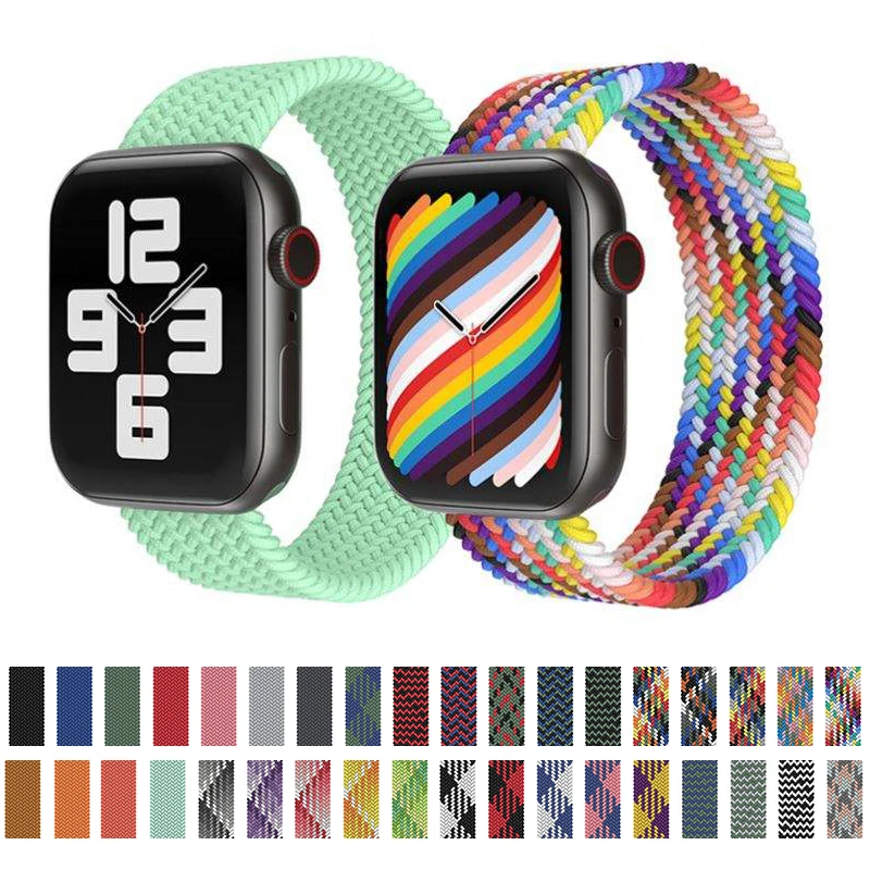 LORMOCAT Designers Braided Solo Loop Nylon Smart Watch Band for Apple watch band