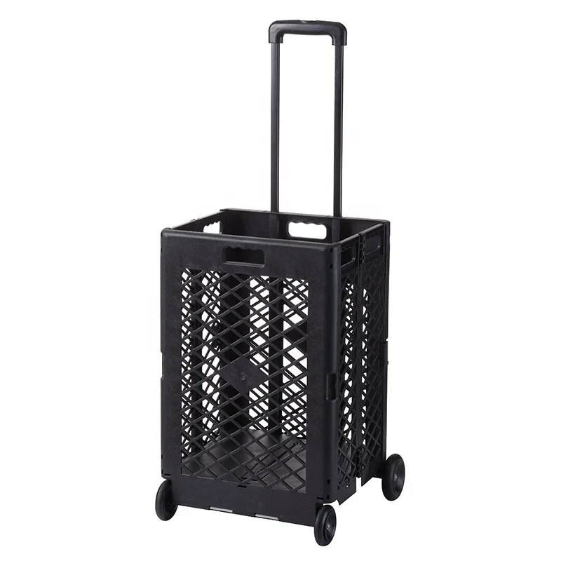 Factory Coasting Folding Shopping Cart Hand Drawn Grocery Shopping Cart With Wheel Shopping Storage Box Wheel Crate Trolly