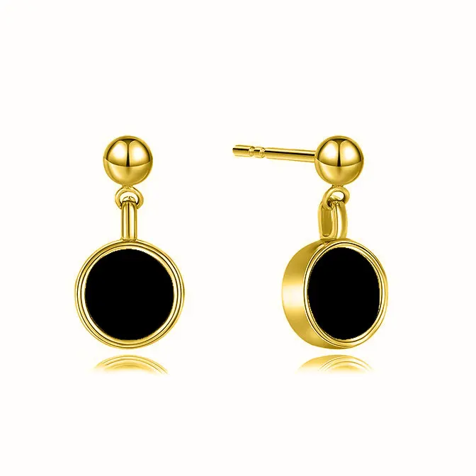 European and American fashion retro trend black round ear studs women and men couple ear studs