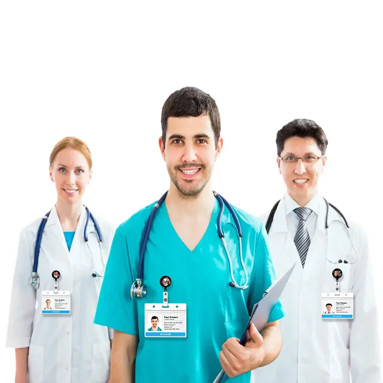 hot sell crystal epoxy retractable badge reels custom badge scroll nurse student office badge reel ID holder With Alligator Clip