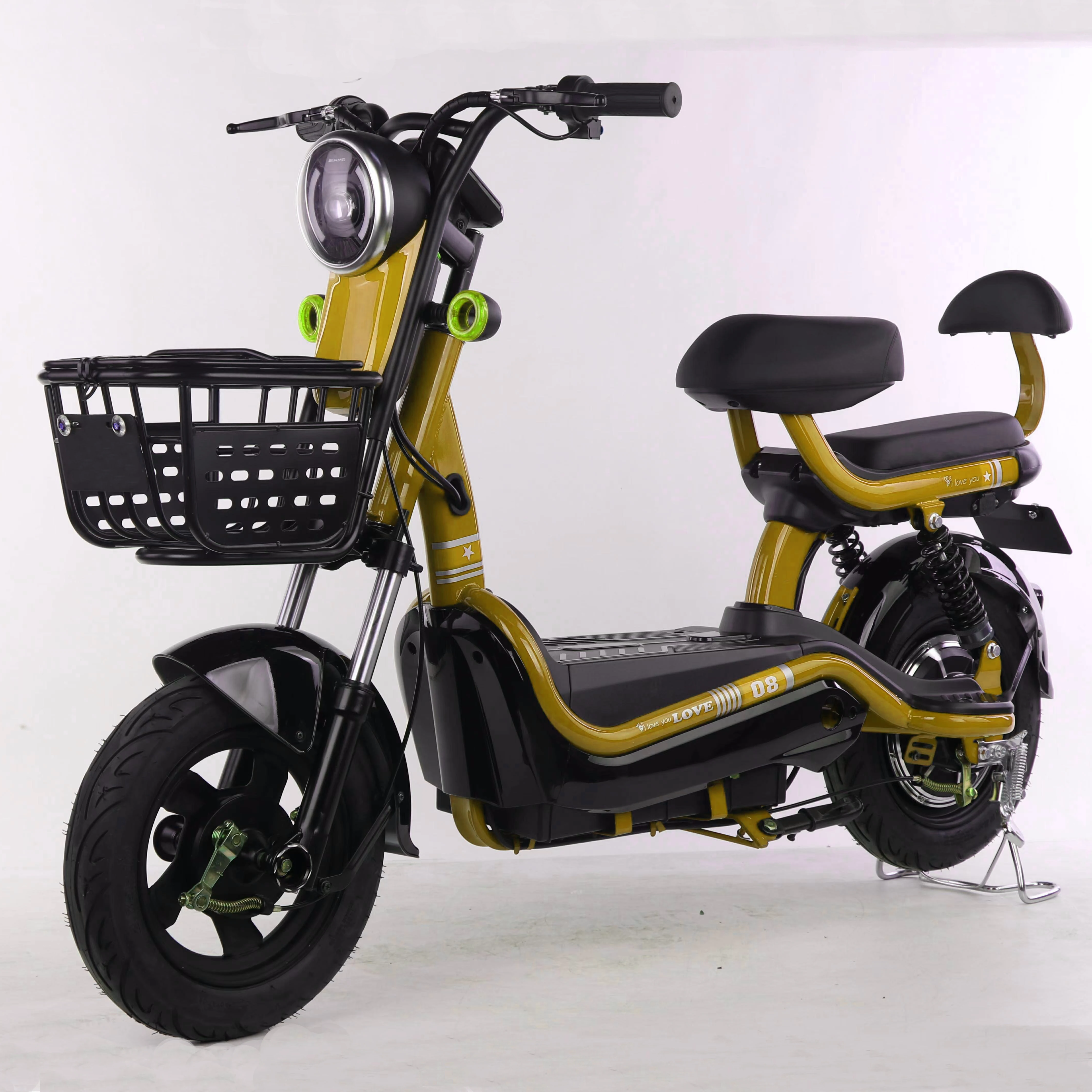 High Quality 48V 12A Hybrid Electric Bike Integrated Battery Rear Hub Motor 2 Seats Fat Tire 2 Seat Electric Motorcycle/E-Bike