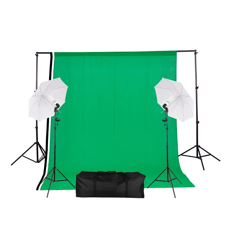2 x3M Photography Umbrella Lighting Kit Photo Background Muslin cotton Backdrops Umbrella Light Stand For Photo Studio