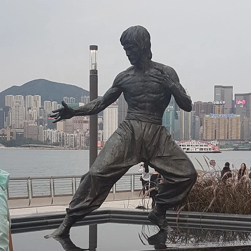 Chinese Cinema Movie Star Life Size Bronze Figure Bruce Lee Decorative Copper Statue Sculpture