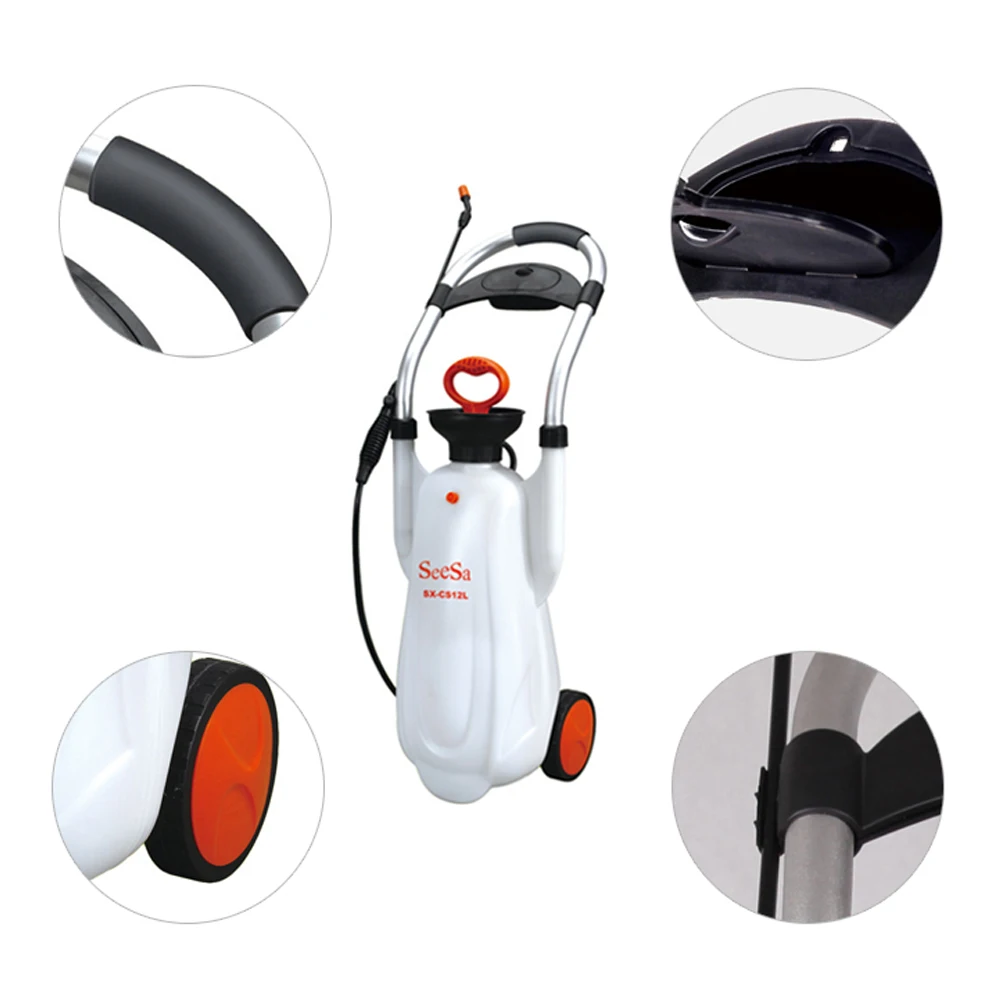 Seesa 16L Garden Handcart High Manual Pressure Pump Chemical Trolley Sprayer