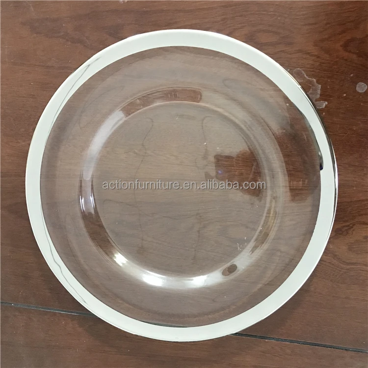 Household Durable Dinner Plate Glass Luxury Wedding Gold Rim Color Dubai Christmas Tableware  Dinnerware Sets Glass Dishes