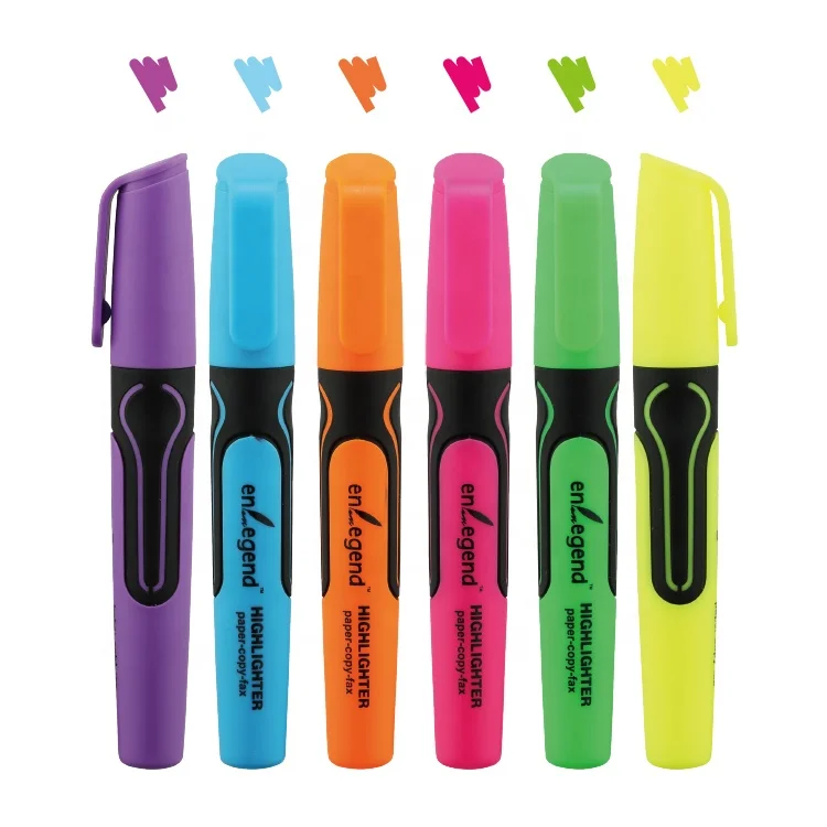 Wholesale Promotional Classic Style Muti-colored Customised Text Marker Stationery Highlighter