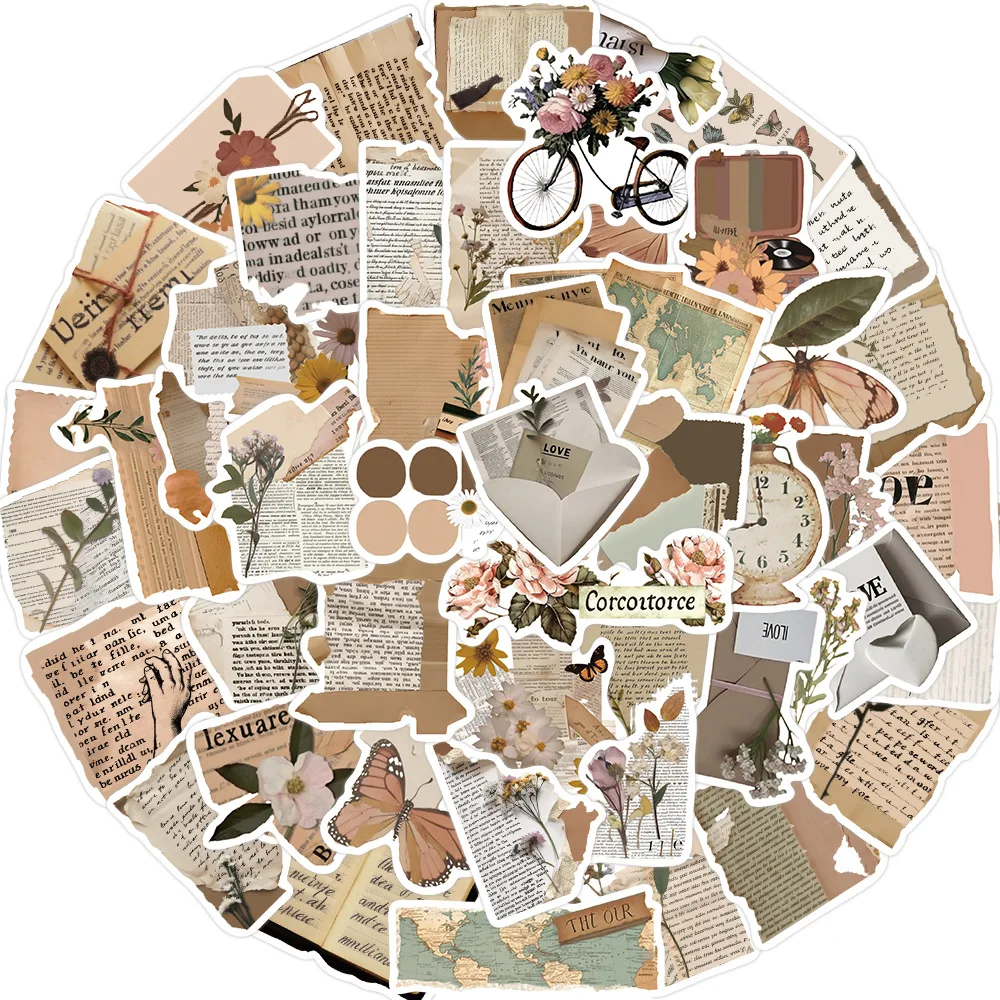 50 Pcs Classic Retro European and American Style English Hand Account Graffiti PVC Stickers for Skateboard Bike Cup Books