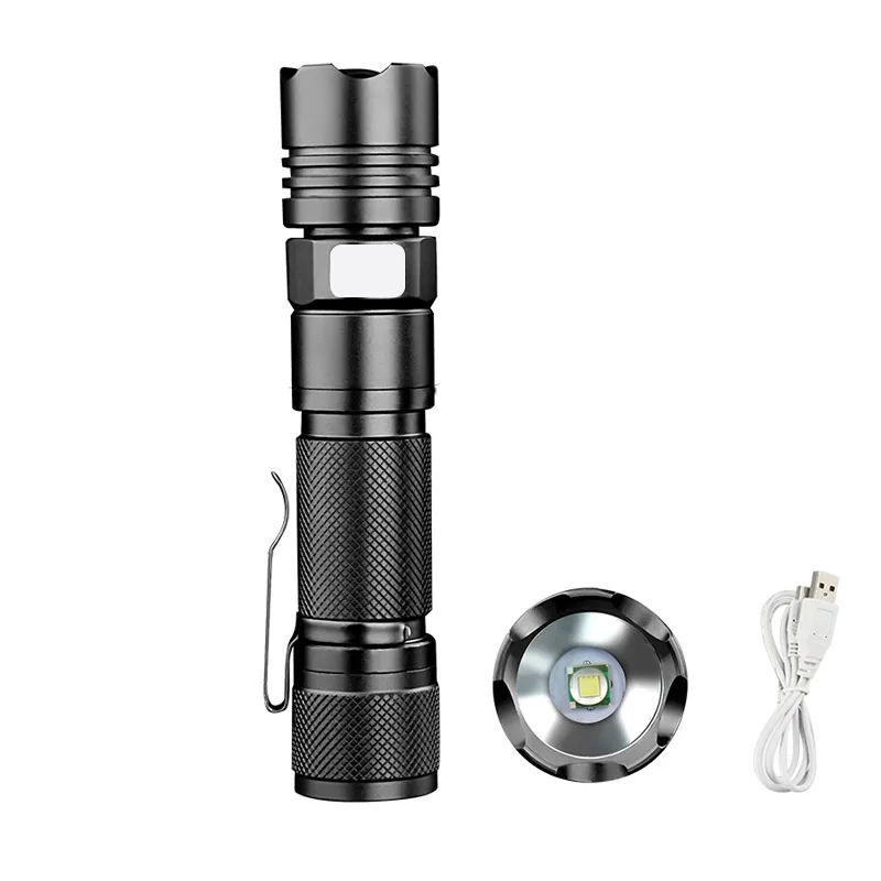 Edc Flashlight Rechargeable Tactical Led Flashlights Mini Zoom Torch Waterproof Hunting Outdoor Long Range Hand Lantern