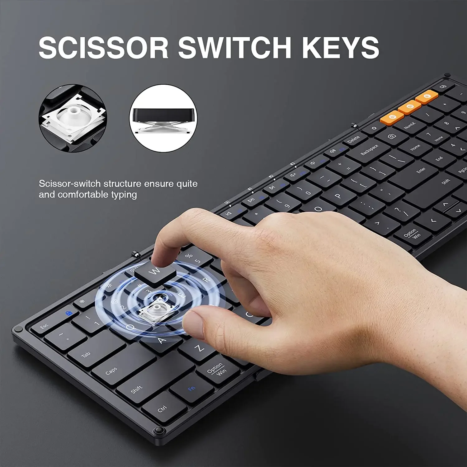 KNGFUMEC Folding Keyboards Numeric Keypad Bluetooth Wireless Portable Full-Size Foldable Keyboard for Travel Computer PC iPad