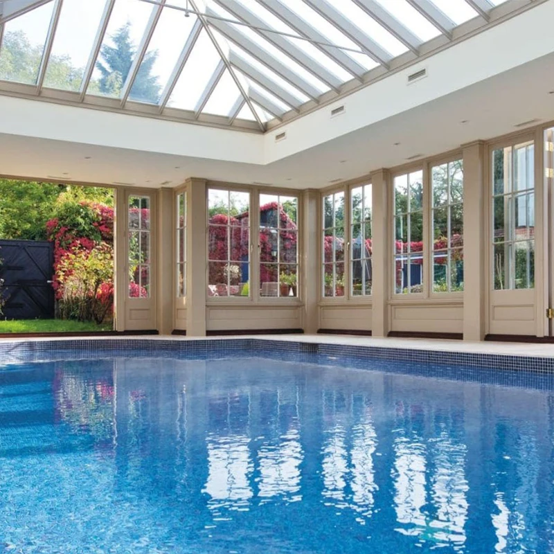 Tempered aluminium glass house for swimming pool glass house