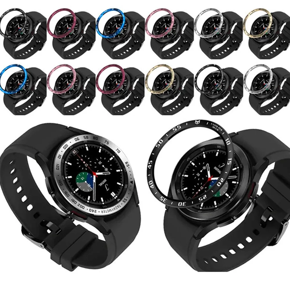 Stainless Steel Anti-scratch Ring Frame Dial Scale Case For Samsung Galaxy Watch 4 Classic 42mm 46mm Adhesive Bezel