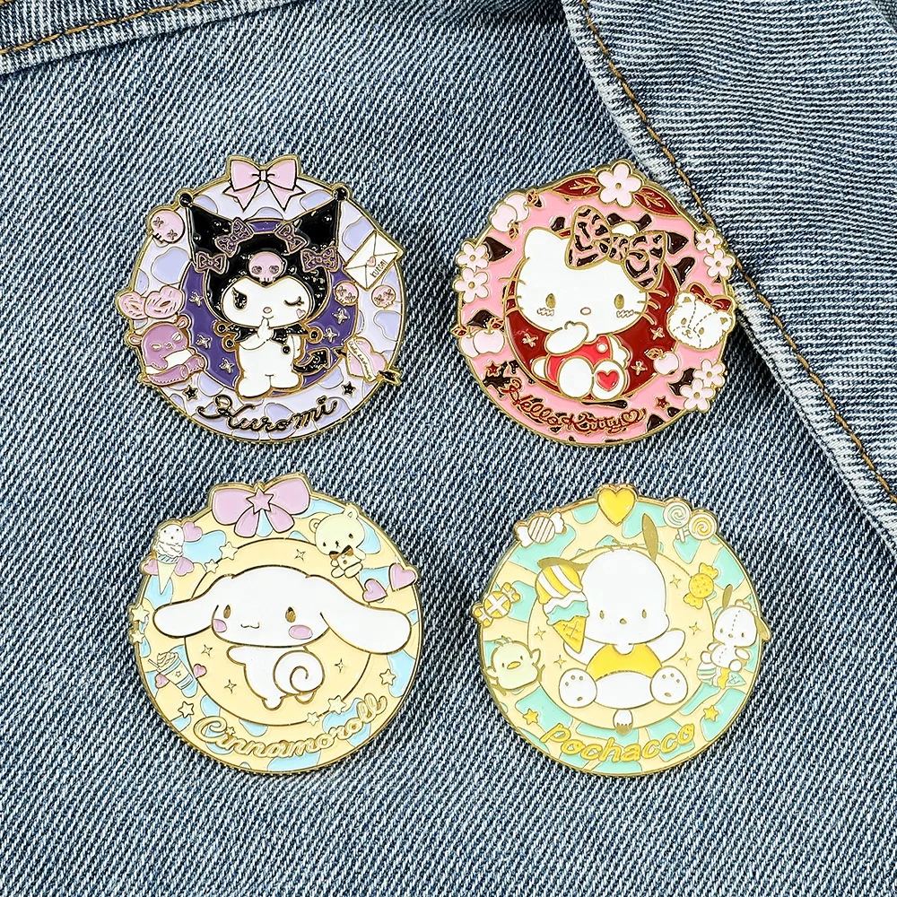 New Designs Cute Anime Logo Hat Brooch Cartoon Kuromi Sanrios Metal Enamel Collar Brooch Pins