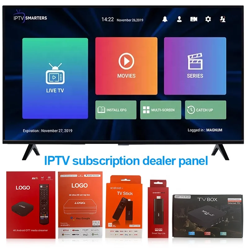 New Android TV Stick with Free Test IPTV M3U Android TV BOX Quad Core and  12 Months IptvSubscription  Panel Reseller Year IPTV