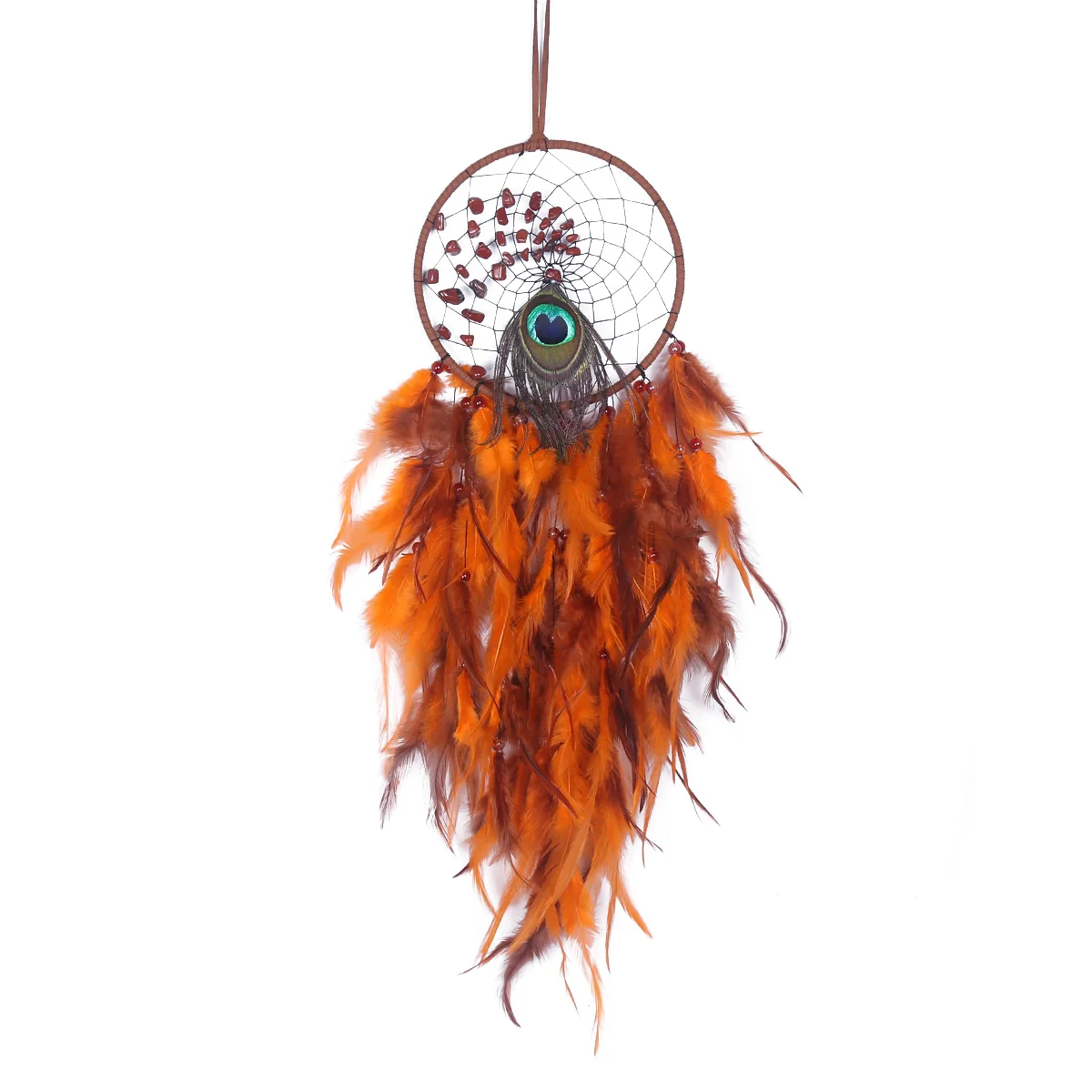 Custom New Dream catcher Handmade Wind Chimes Pendant Dream Catcher Wall Art Hangings Home Decoration with Peacock Feather