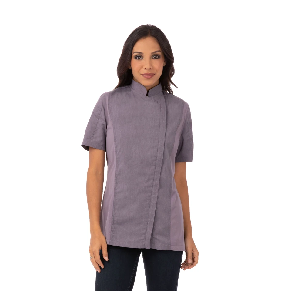 New Chef Jacket  Restaurant & Bar Uniforms Design Kitchen Female Short Sleeve Chef Jacket Chef Uniforms