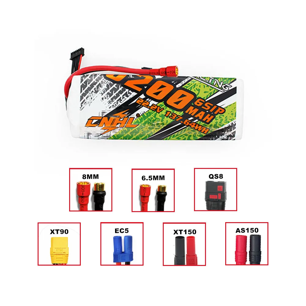 CNHL 6200MAH Lithium Polymer 22.2V 6S 90C LIPO BATTERY With 8mm Bullet Plug For RC Car SpeedRun Crawler Drag Truck AirPlane