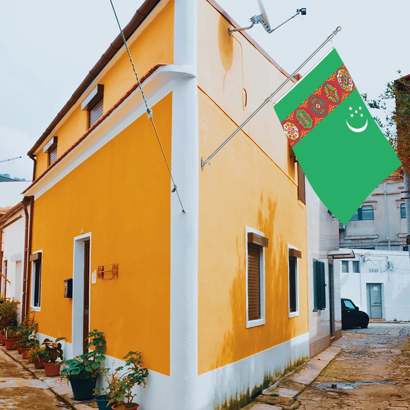 Wholesale 3x5ft Turkmenistan flags 68D/100D polyester Customize all nations rapid shipping Reliable supplier  fast delivery