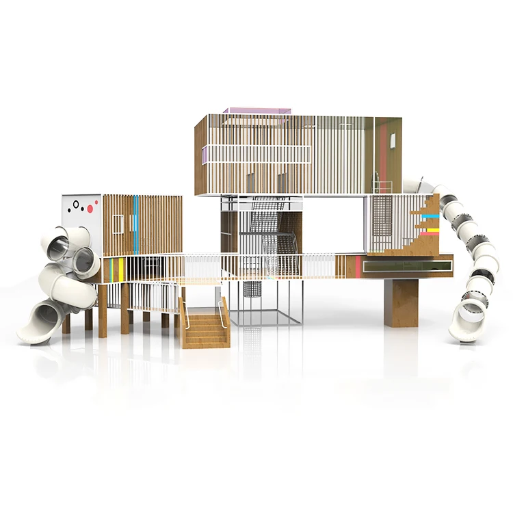 outdoor playground fitness equipment kids games park ride swing tube transparent plastic slide