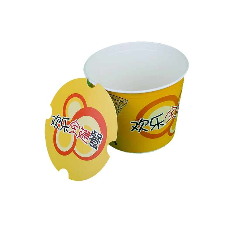 Custom printed white eco friendly disposable ice cream soup packing paper food pail popcorn cup fried chicken bucket with lid