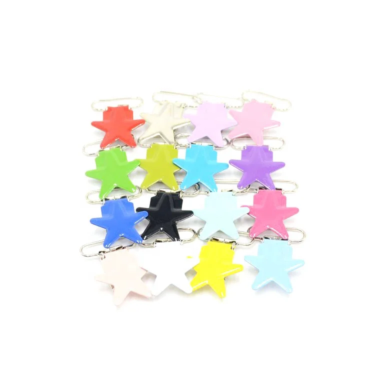 New Suspender Clips Star Shape Pacifier Clips Enamel Metal Clips