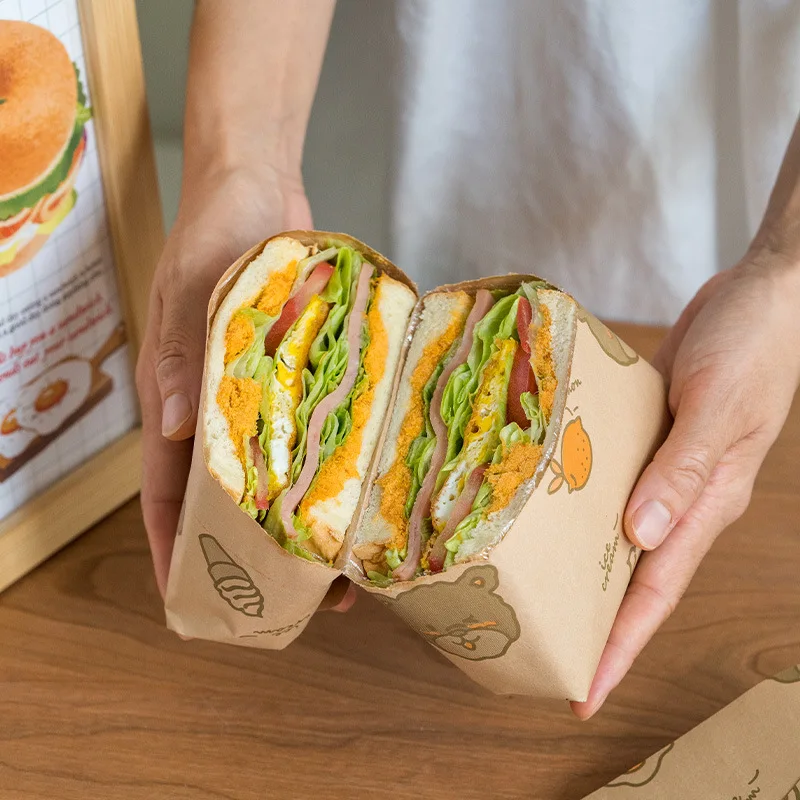 Food Safe Wrapping Paper wholesale sandwich grease-proof paper baking bread custom hamburger paper