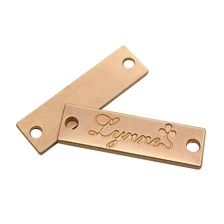 Round gold and gun metal alloy logo hang tags labels for jeans clothes