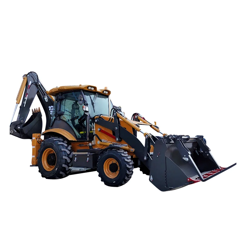 China High Performance 4x4 Backhoe Loader Multipurpose 4 Wheels Drive Loader 360 Degree Panoramic View Backhoe Excavator