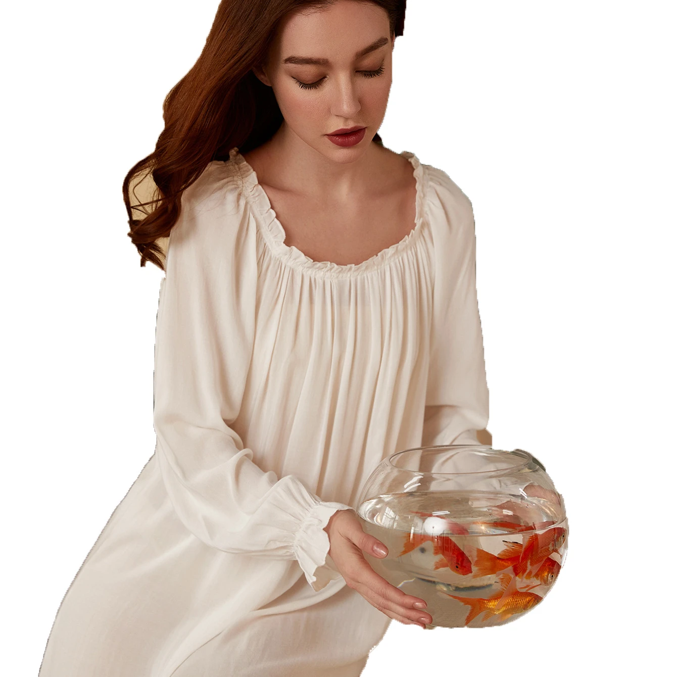 Long White dress One Piece Pajamas women girls Sweet Princess Vintage sleepwear Cotton Nightgowns Nighties