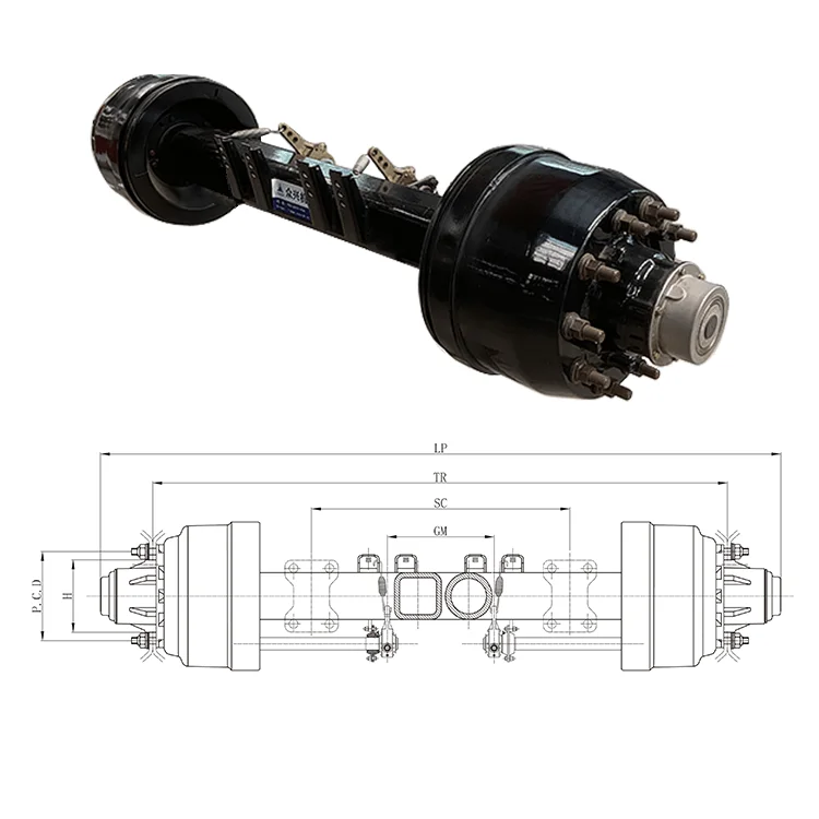 Axles of american type semi trailer axle drop spindle for 3 axle trailertrailer max load12 ton for 4x4 truck chassis