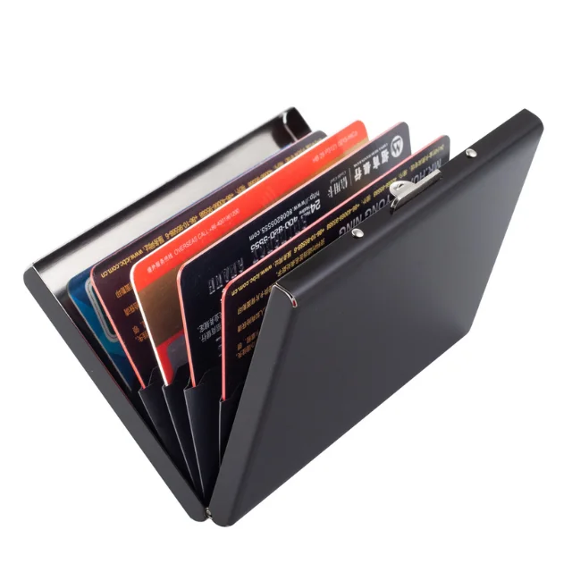 hot sell Stainless Steel Card Box Credit ID Card Holders Business Bag Storage Metal Clip Solid Color Business Gift
