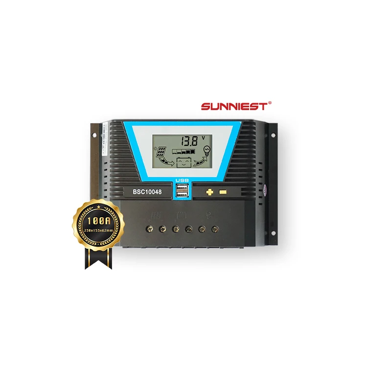 100A Solar Charge Controller PWM Solar Charger Controller 12V/24V/36V/48V Solar Panel Intelligent Regulator with Dual USB Port