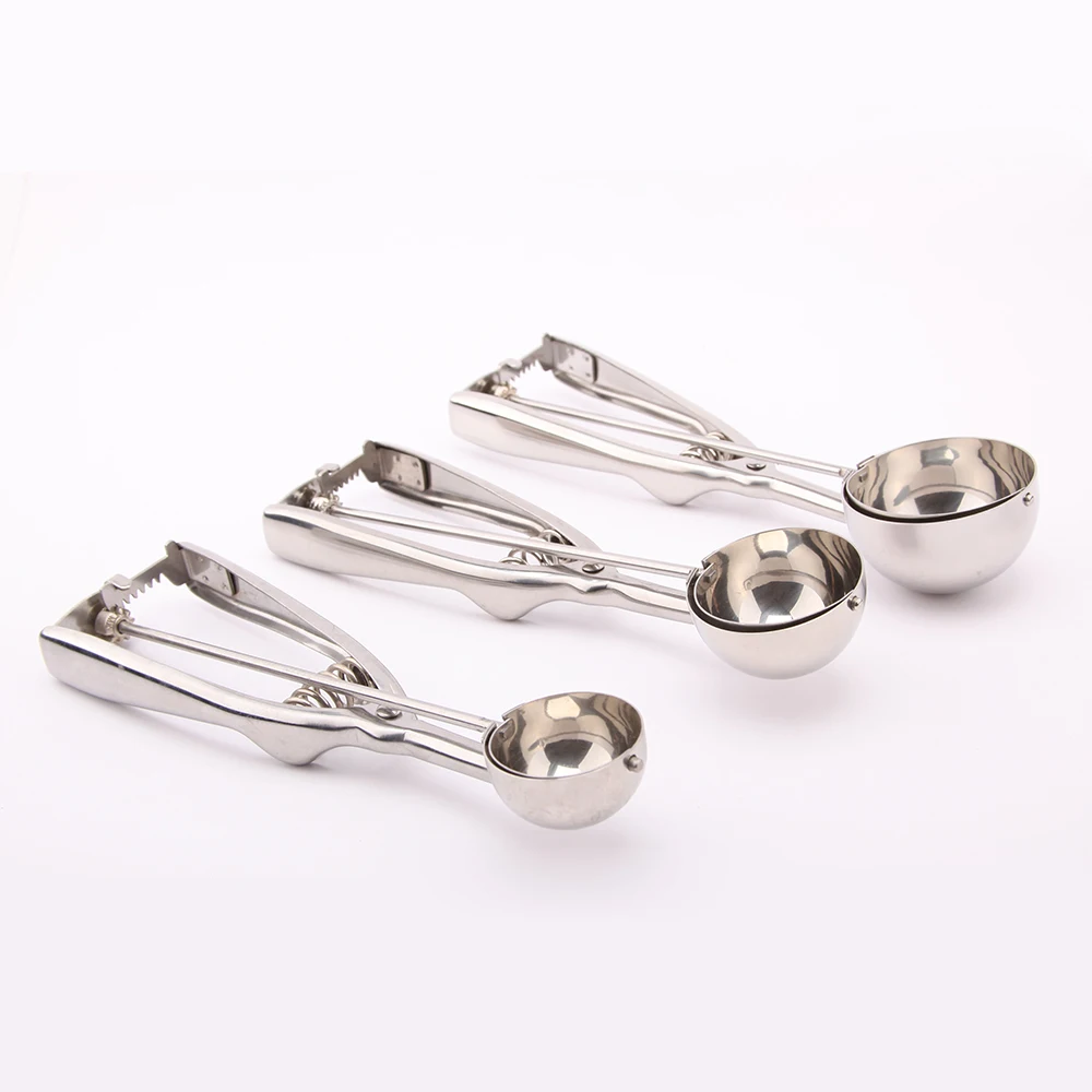 Food safe 18/8 Stainless Steel Dough Scooper 3Pcs Cookie Scoop Set Cupcake Scoop Melon Baller for ice cream Mash ball spoon