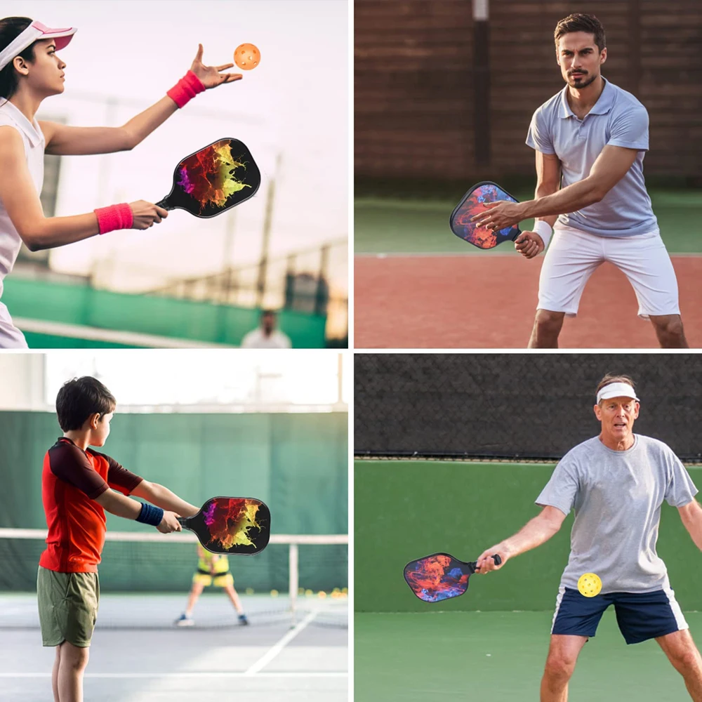 Pickleball Paddles, Fiberglass Surface, Polypropylene Honeycomb Core, Non-Slip Grip, Lightweight Fit All Ages and Skill Levels