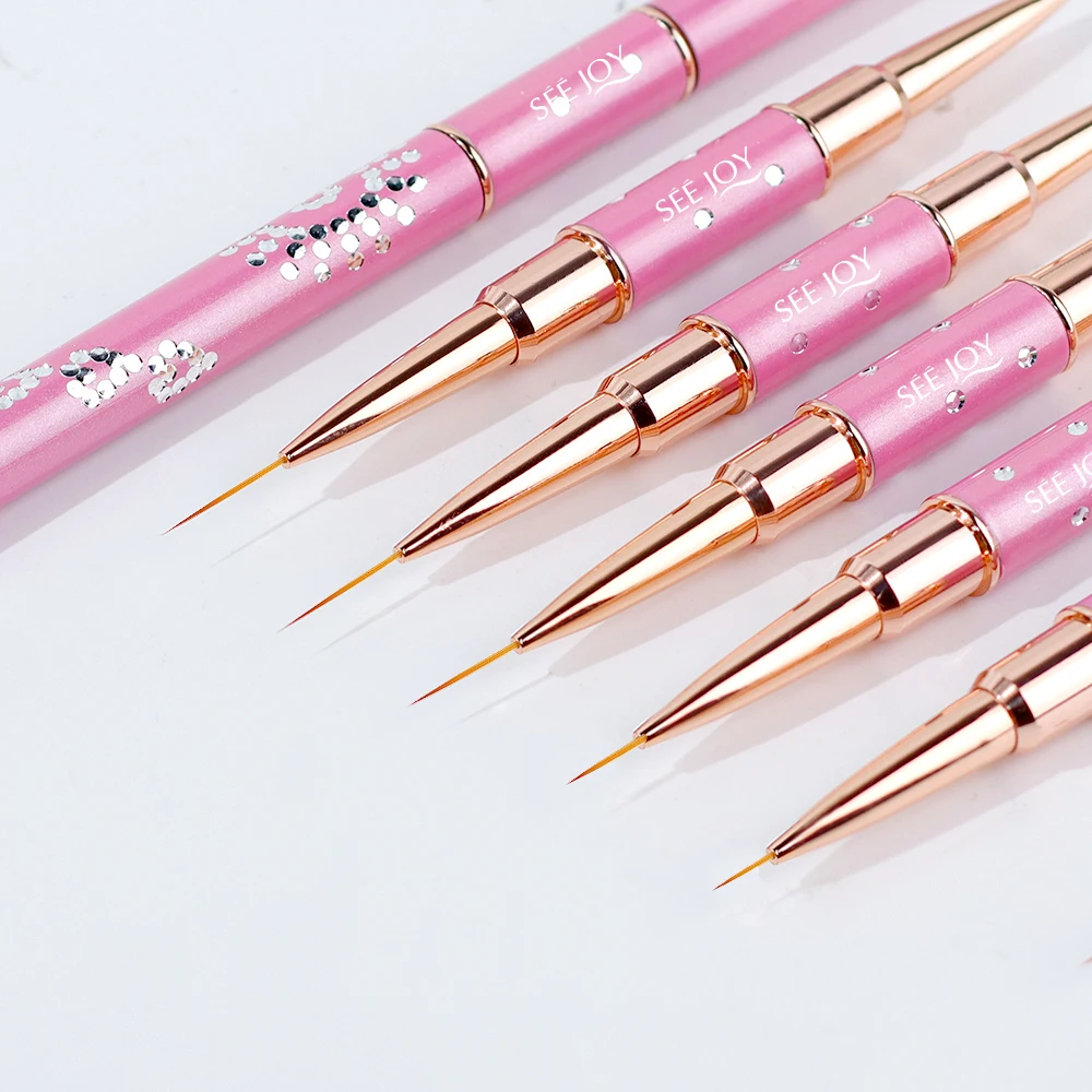 Пользовательская Фирменная Нейлоновая Щетка для акриловых ногтей, инструменты для акриловых ногтей, кисти для лайнера, кисти для ногтевого дизайна