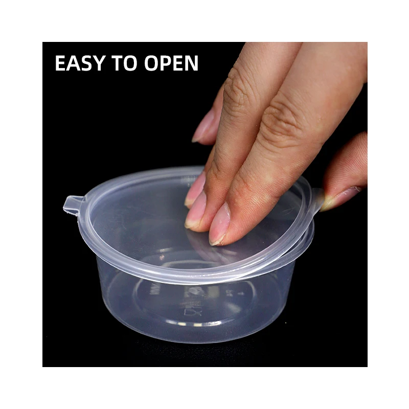 Wholesale Custom Biodegradable Sauce Plastic Cups PP Disposable Plastic Sauce Cup With Hinged Lid