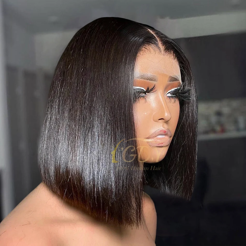 Wholesale SDD Bone Straight Bob Wigs Human Hair Lace Front Glueless Cheap Short Vietnamese Double Drawn Bob Wig